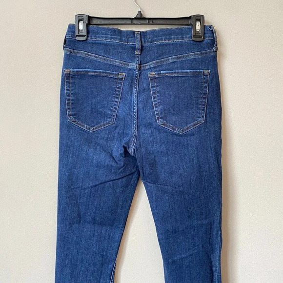 Free People Womens Size 29 Mid-Rise Distressed Dark Wash Skinny Denim Blue Jeans - Picture 13 of 16